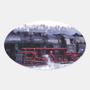 steam train railway locomotive station engine oval sticker
