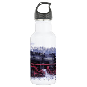 steam train railway locomotive station engine stainless steel water bottle