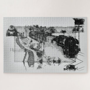 Steam Train Ride - Vintage Trains Jigsaw Puzzle