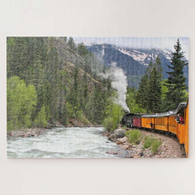Steam train, river and mountains, Colorado  Jigsaw Puzzle (Horizontal)