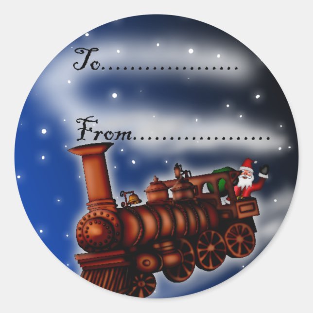 Steam Train Santa, gift tag (Front)