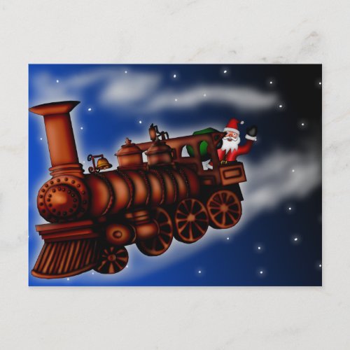 Steam Train Santa postcard