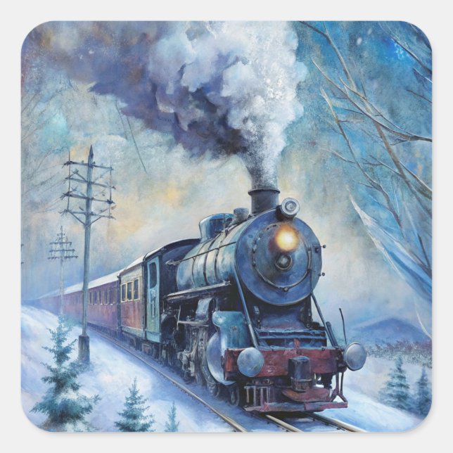 Steam Train Square Sticker (Front)