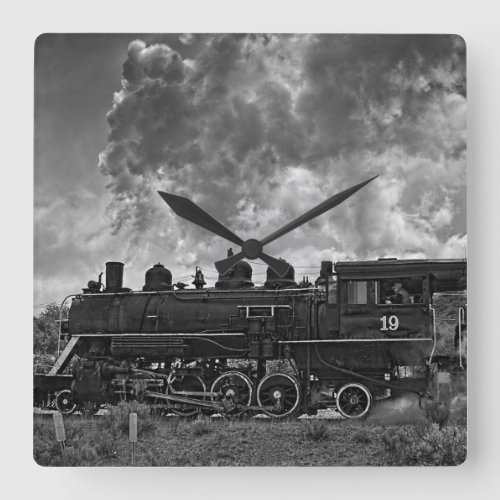 STEAM TRAIN SQUARE WALL CLOCK