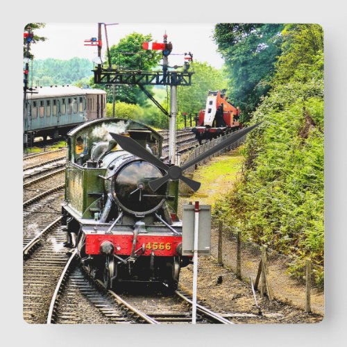 STEAM TRAIN SQUARE WALL CLOCK