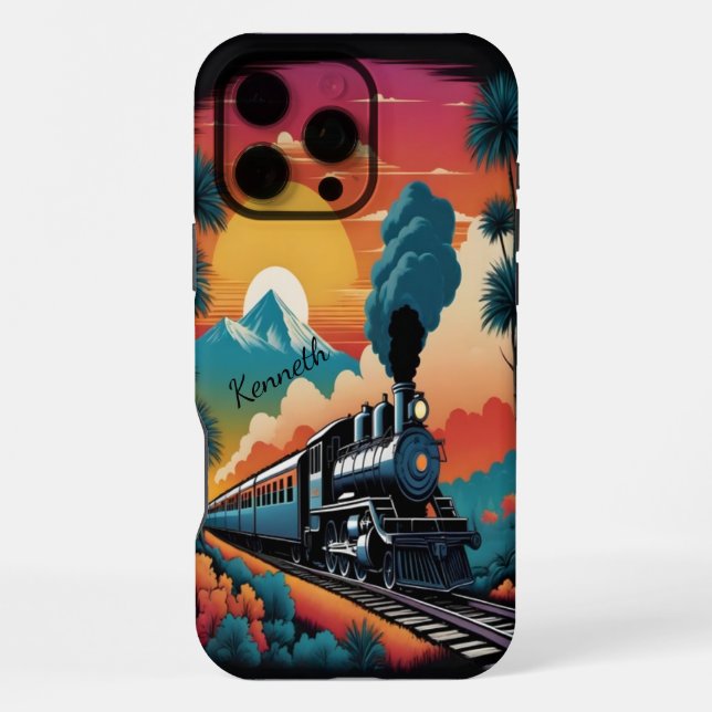 Steam Train Sunset Journey Iphone Case (Back)