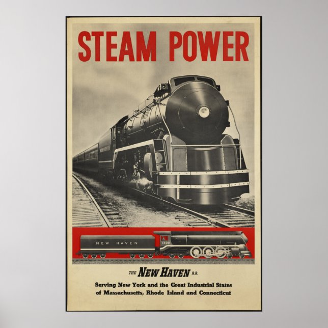 Steam Train Vintage Travel Poster Ad Retro Prints (Front)