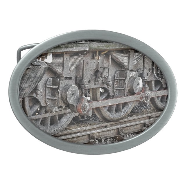 STEAM TRAIN WHEELS  BELT BUCKLE (Front)