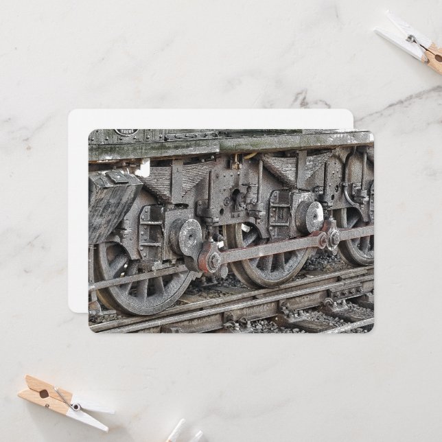 STEAM TRAIN WHEELS CARD (Front/Back In Situ)