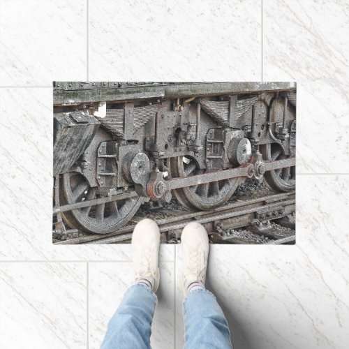 STEAM TRAIN WHEELS  DOORMAT