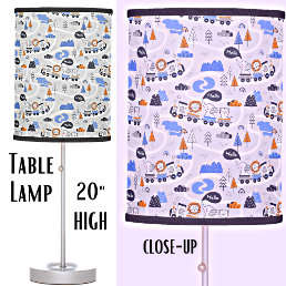 Steam Train with Animals on Tracks Baby  Table Lamp