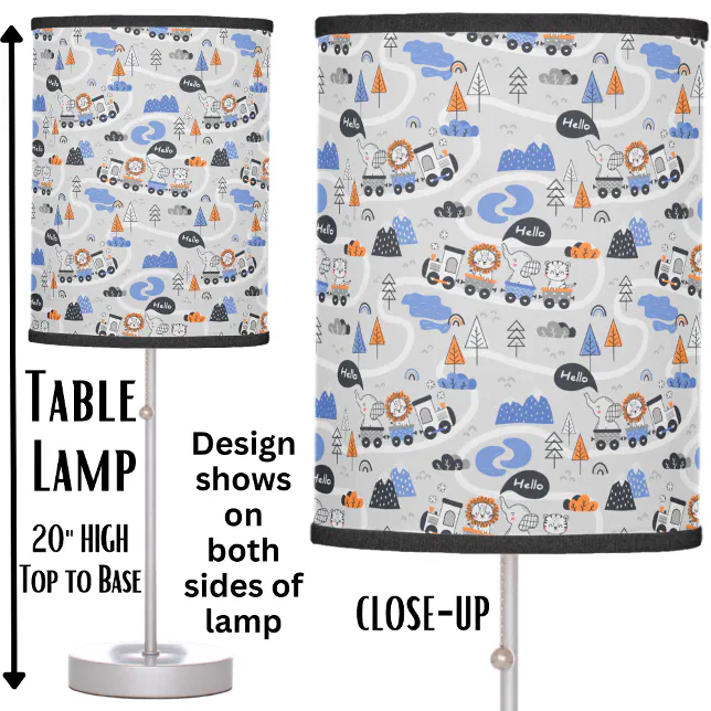 Steam Train with Animals on Tracks Baby Table Lamp | Zazzle