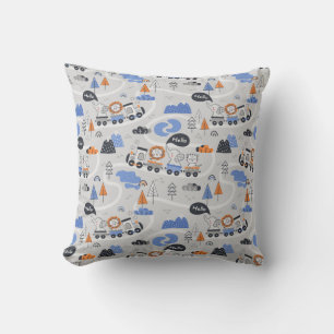 Steam Train with Animals on Tracks Baby Throw Pillow