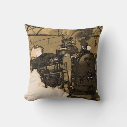 Steam Trains from the Past Throw Pillow
