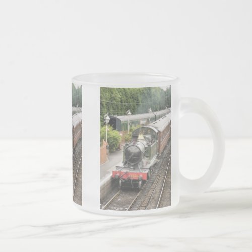 STEAM TRAINS FROSTED GLASS COFFEE MUG