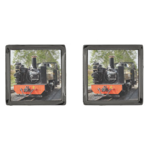 STEAM TRAINS GUNMETAL FINISH CUFFLINKS