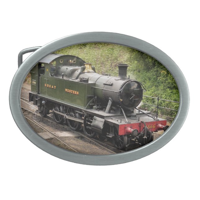 STEAM TRAINS OVAL BELT BUCKLE (Front)