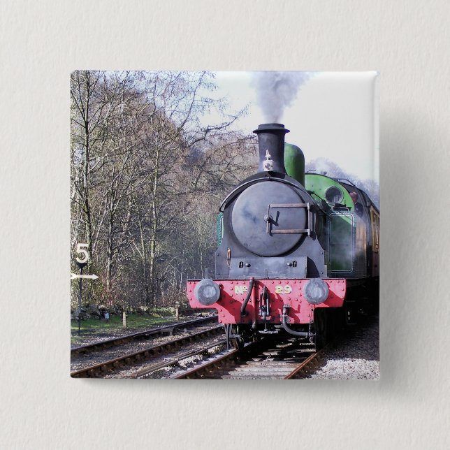 STEAM TRAINS PINBACK BUTTON (Front)
