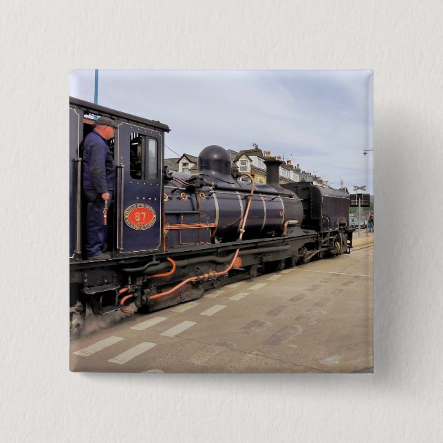 STEAM TRAINS PINBACK BUTTON (Front)