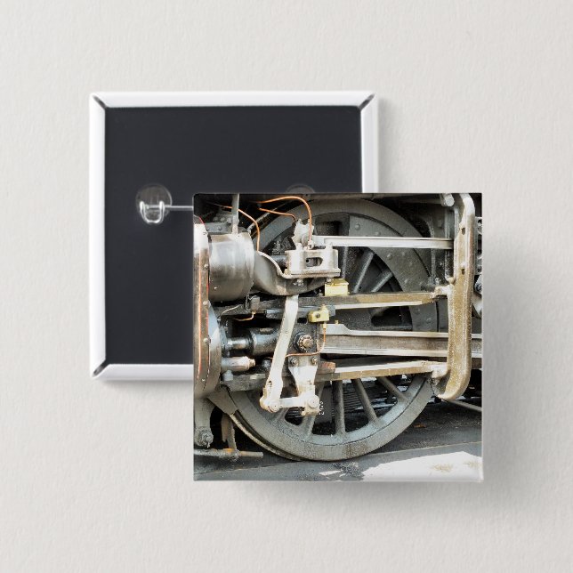 STEAM TRAINS PINBACK BUTTON (Front & Back)