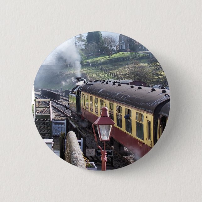 STEAM TRAINS PINBACK BUTTON (Front)