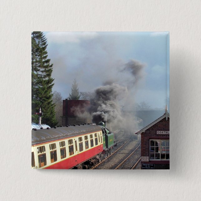 STEAM TRAINS PINBACK BUTTON (Front)