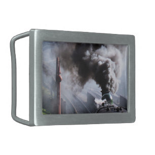 STEAM TRAINS RECTANGULAR BELT BUCKLE