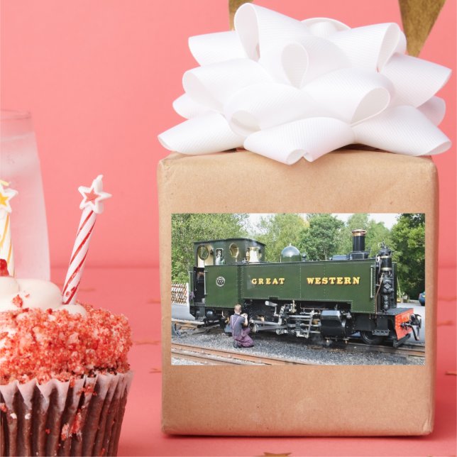 STEAM TRAINS RECTANGULAR STICKER (Party)