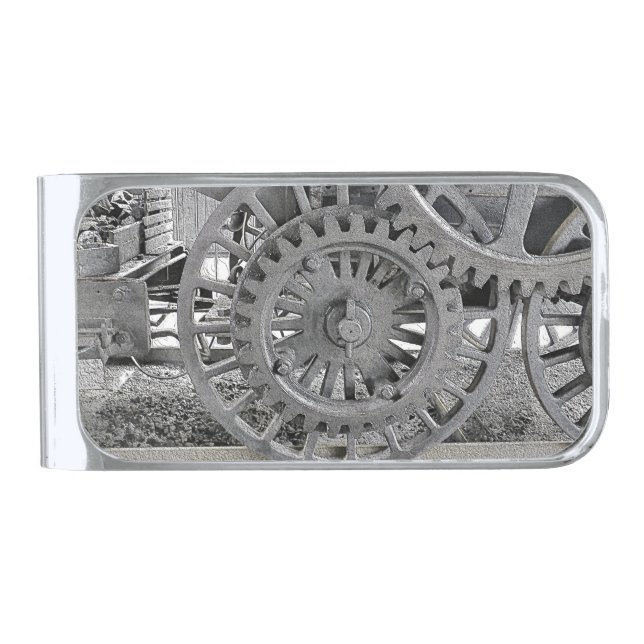 STEAM TRAINS   SILVER FINISH MONEY CLIP (Front)