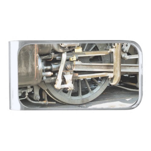 STEAM TRAINS SILVER FINISH MONEY CLIP