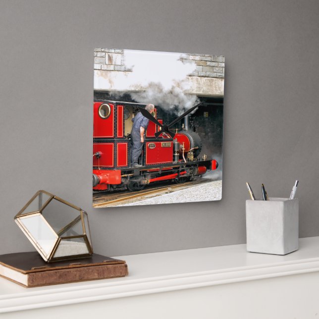 STEAM TRAINS SQUARE WALL CLOCK (Office)