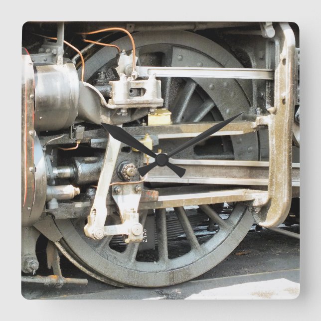 STEAM TRAINS SQUARE WALL CLOCK (Front)