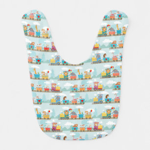 Steam Trains with Animals Toy Train Baby Bib