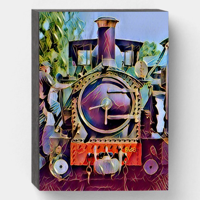STEAM TRAINS    WOODEN BOX SIGN (Front Vertical)