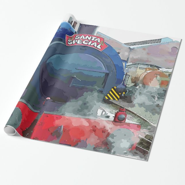 STEAM TRAINS WRAPPING PAPER (Unrolled)