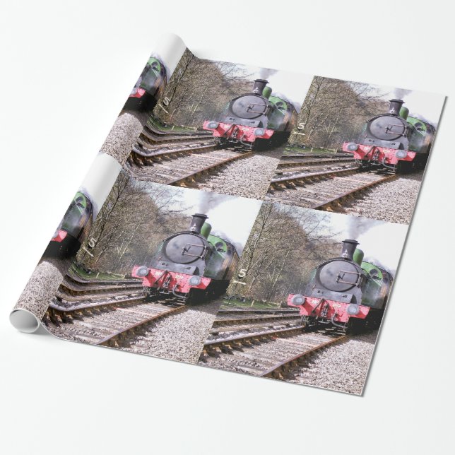 STEAM TRAINS WRAPPING PAPER (Unrolled)