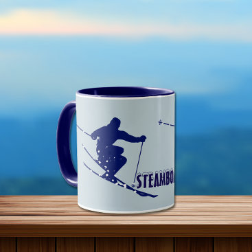 Steamboat Blue Skier Two-Tone Coffee Mug