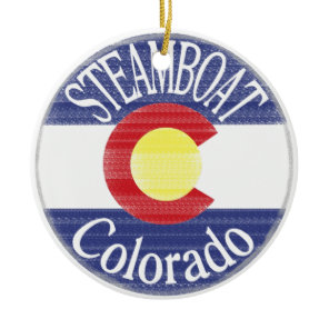 Steamboat Colorado circle flag Ceramic Ornament