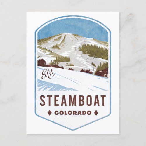 Steamboat Colorado Ski Badge Postcard