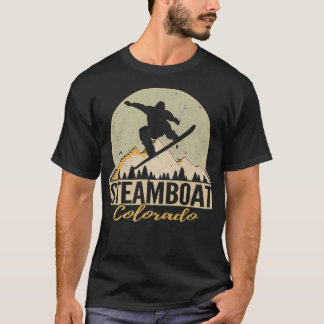Steamboat Colorado Snowboarding Retro Distressed P T-Shirt