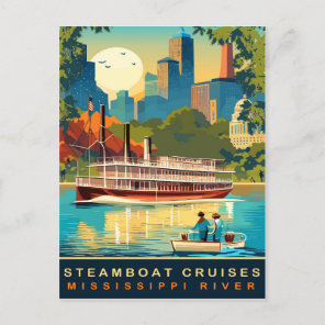 Steamboat Cruises, Mississippi River, Travel Postcard