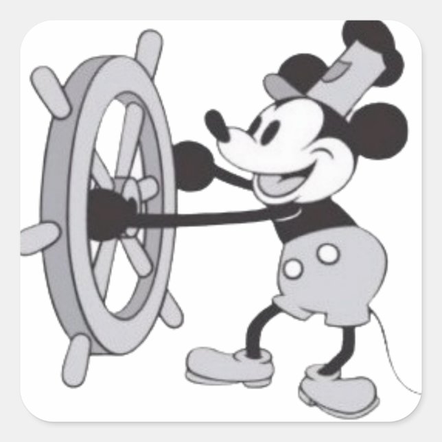 Steamboat Mickey Square Sticker (Front)