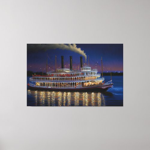Steamboat On The Mississippi Nautical Art Canvas Print