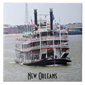 Steamboat On The Mississippi River Tile by NotionsbyNique at Zazzle