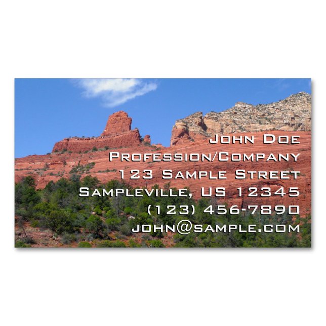 Steamboat Rock in Sedona Arizona Photography Business Card Magnet (Front)