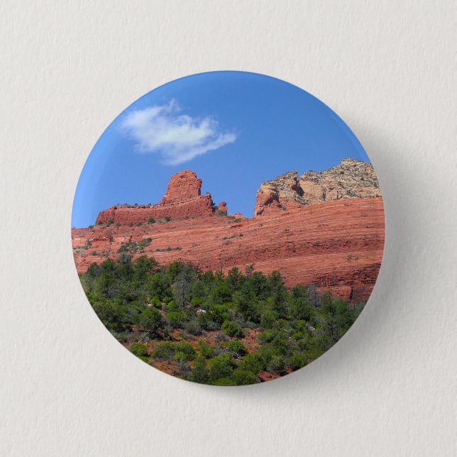 Steamboat Rock in Sedona Arizona Photography Button (Front)