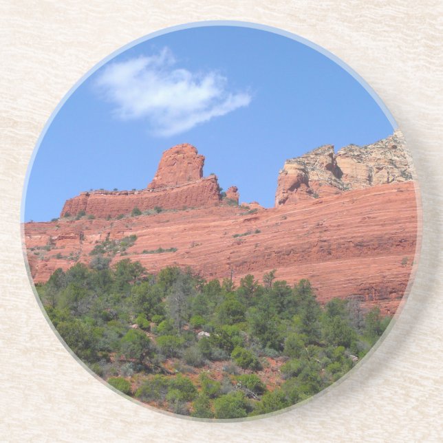 Steamboat Rock in Sedona Arizona Photography Coaster (Front)