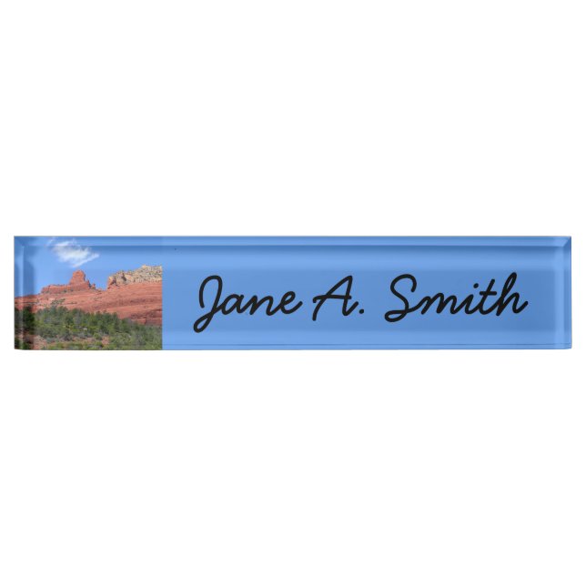 Steamboat Rock in Sedona Arizona Photography Desk Name Plate (Front)
