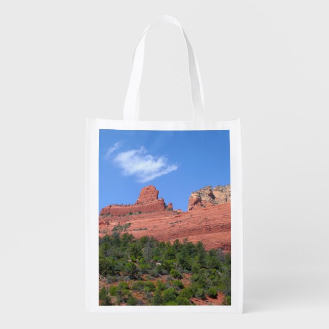 Steamboat Rock in Sedona Arizona Photography Grocery Bag (Front)