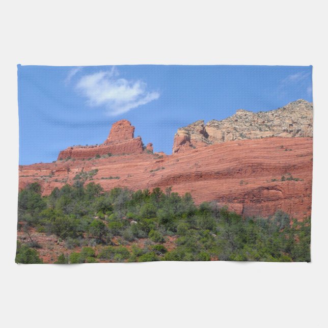 Steamboat Rock in Sedona Arizona Photography Kitchen Towel (Horizontal)
